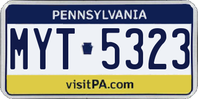 PA license plate MYT5323