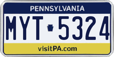 PA license plate MYT5324
