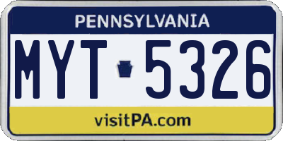 PA license plate MYT5326