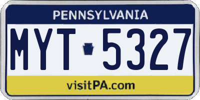 PA license plate MYT5327