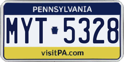 PA license plate MYT5328