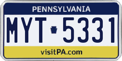 PA license plate MYT5331