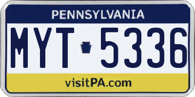 PA license plate MYT5336