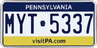 PA license plate MYT5337