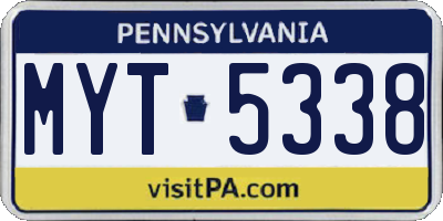PA license plate MYT5338