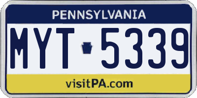 PA license plate MYT5339