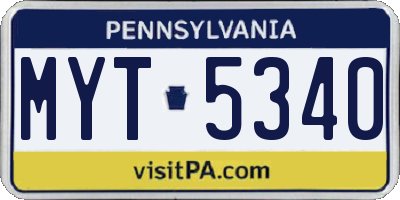 PA license plate MYT5340