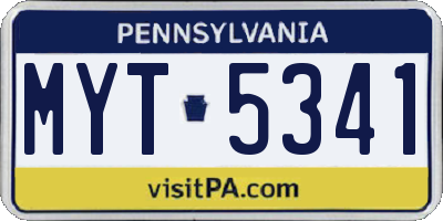 PA license plate MYT5341