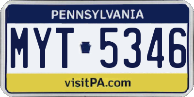 PA license plate MYT5346