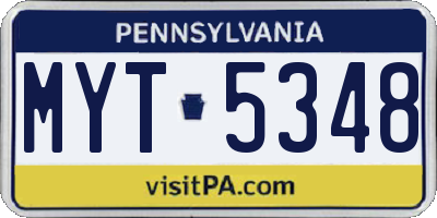 PA license plate MYT5348