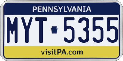PA license plate MYT5355