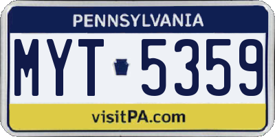 PA license plate MYT5359
