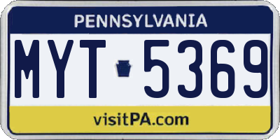 PA license plate MYT5369