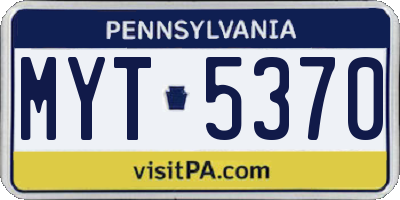 PA license plate MYT5370