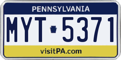 PA license plate MYT5371