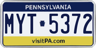 PA license plate MYT5372