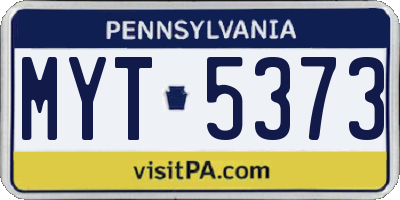 PA license plate MYT5373