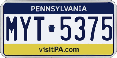 PA license plate MYT5375