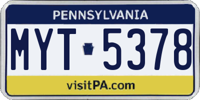 PA license plate MYT5378