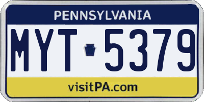 PA license plate MYT5379
