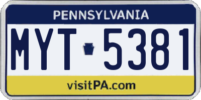 PA license plate MYT5381