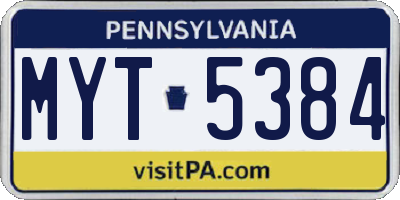 PA license plate MYT5384