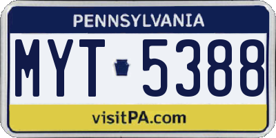 PA license plate MYT5388