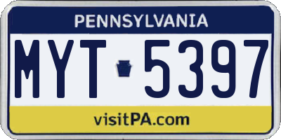 PA license plate MYT5397
