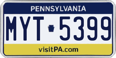 PA license plate MYT5399