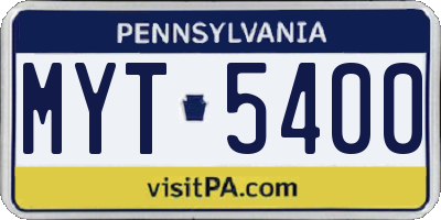 PA license plate MYT5400