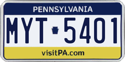 PA license plate MYT5401