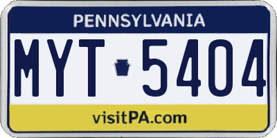 PA license plate MYT5404