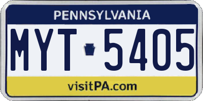 PA license plate MYT5405