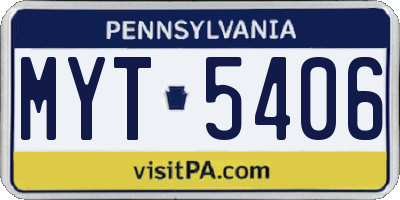 PA license plate MYT5406