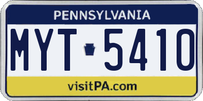PA license plate MYT5410