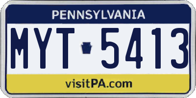 PA license plate MYT5413