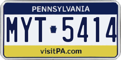PA license plate MYT5414