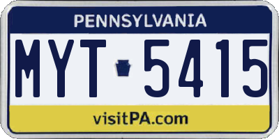 PA license plate MYT5415