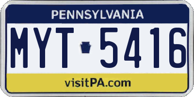 PA license plate MYT5416
