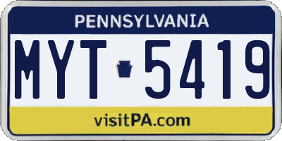 PA license plate MYT5419