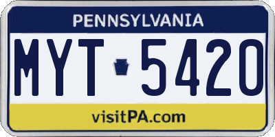 PA license plate MYT5420