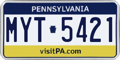 PA license plate MYT5421