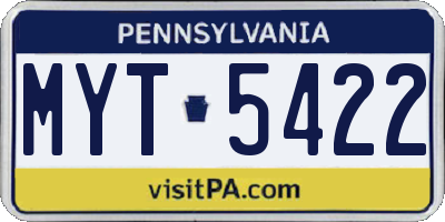 PA license plate MYT5422