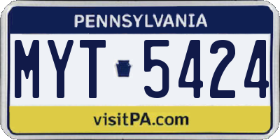 PA license plate MYT5424