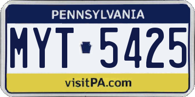 PA license plate MYT5425