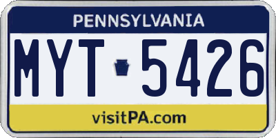 PA license plate MYT5426