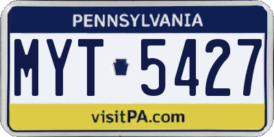 PA license plate MYT5427