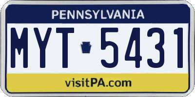 PA license plate MYT5431