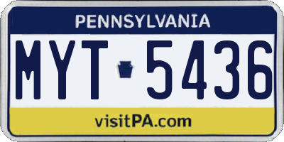 PA license plate MYT5436