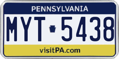 PA license plate MYT5438